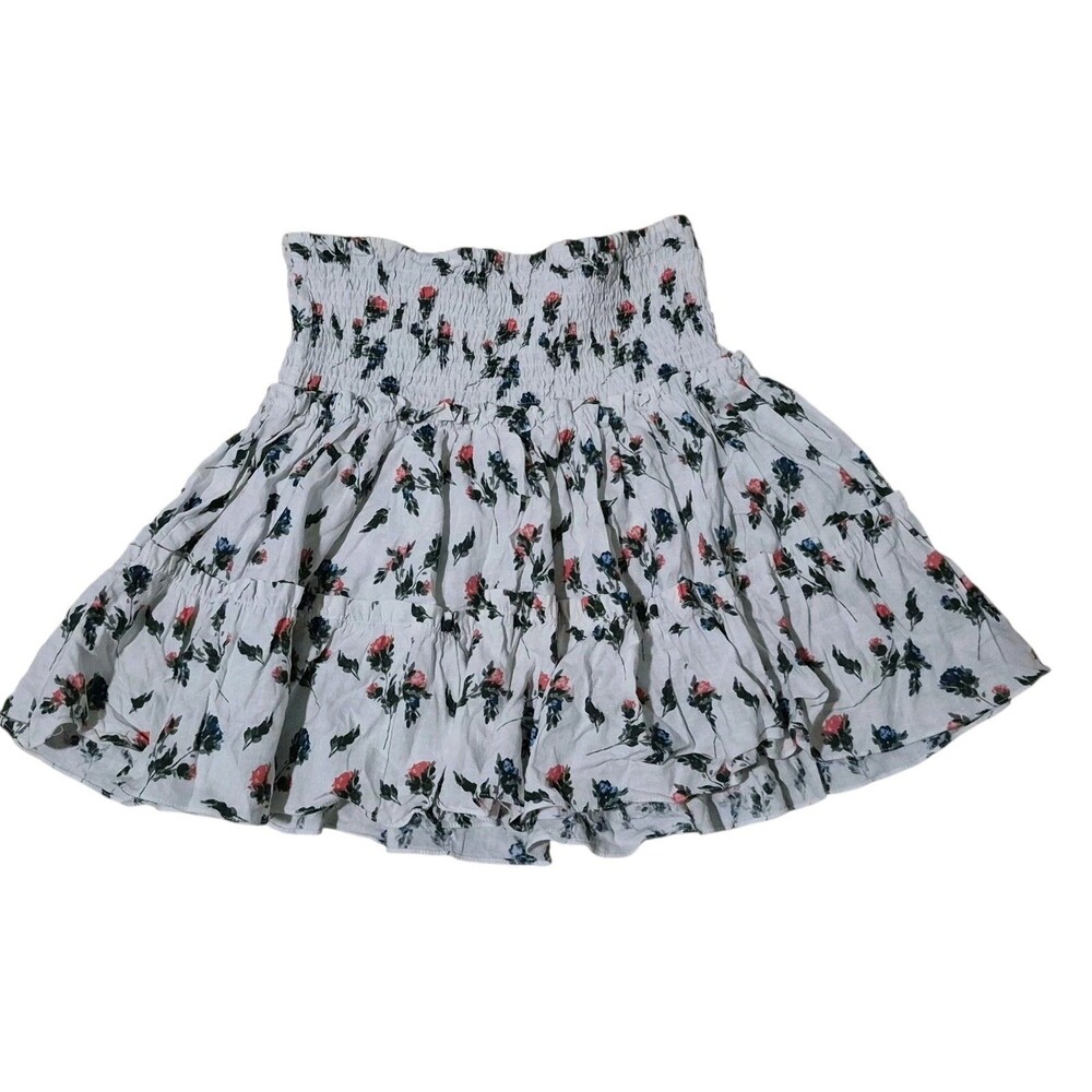 Olivaceous M Linen Rayon Mini Skirt Cottage Core Peasant Romantic Feminine Girly - Picture 2 of 5